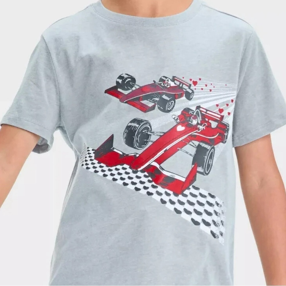 Cat & Jack Boys Red Gray Racing Car Tee
